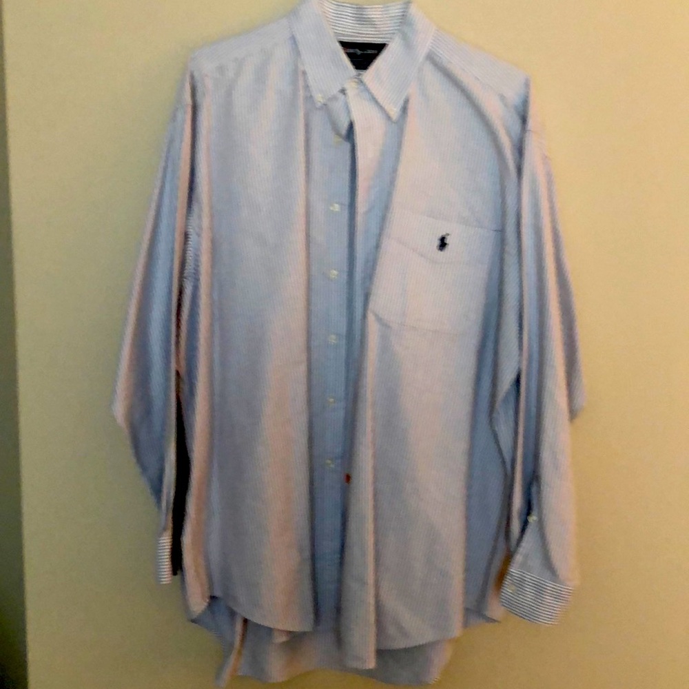 Ralph Lauren “THE BIG SHIRT” Blue Striped Dress Shirt
